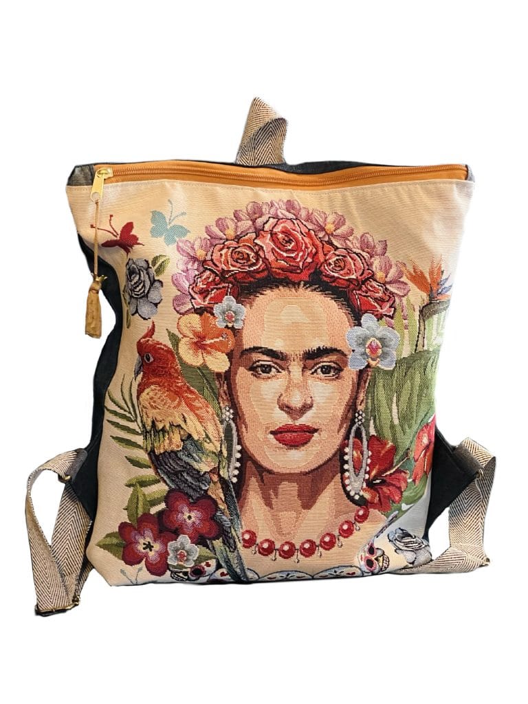 Τσάντα πλάτης χειροποίητο backpack από ύφασμα με τη Frida (Φρίντα)