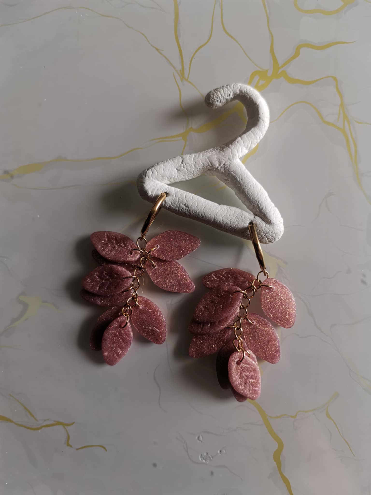 Handmade σκουλαρίκια "falling leafs" ροζ χρυσό