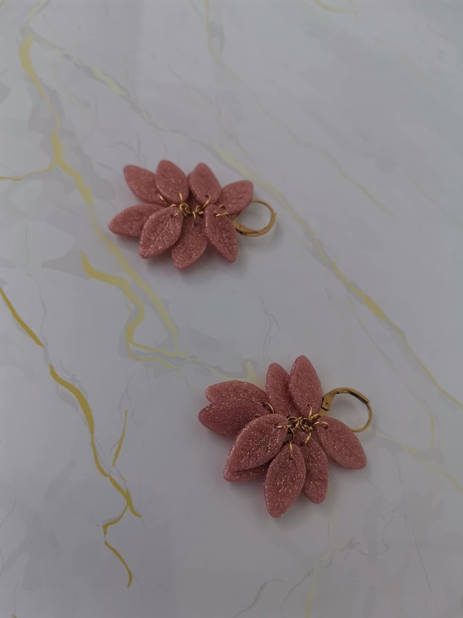 Handmade σκουλαρίκια "falling leafs" ροζ χρυσό