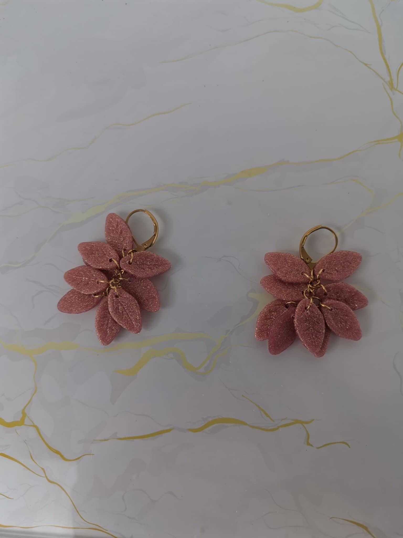 Handmade σκουλαρίκια "falling leafs" ροζ χρυσό