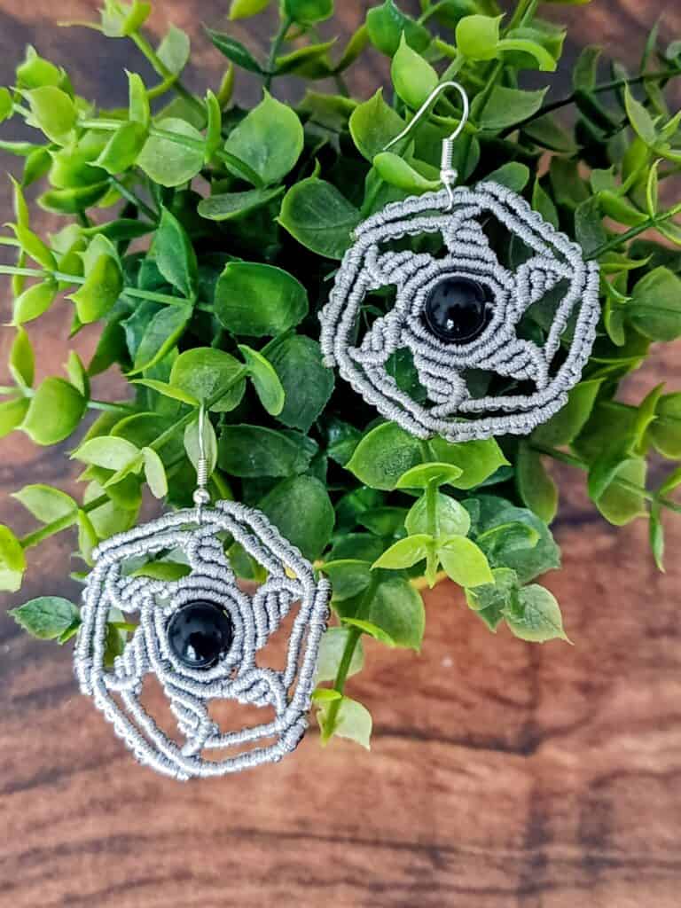 Boho χειροποίητα σκουλαρίκια γεωμετρικά macrame