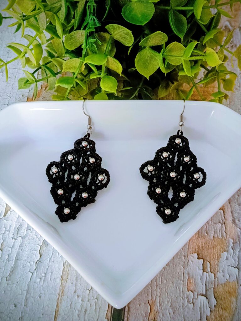 Χειροποίητα Boho micro macrame σκουλαρίκια ρόμβος