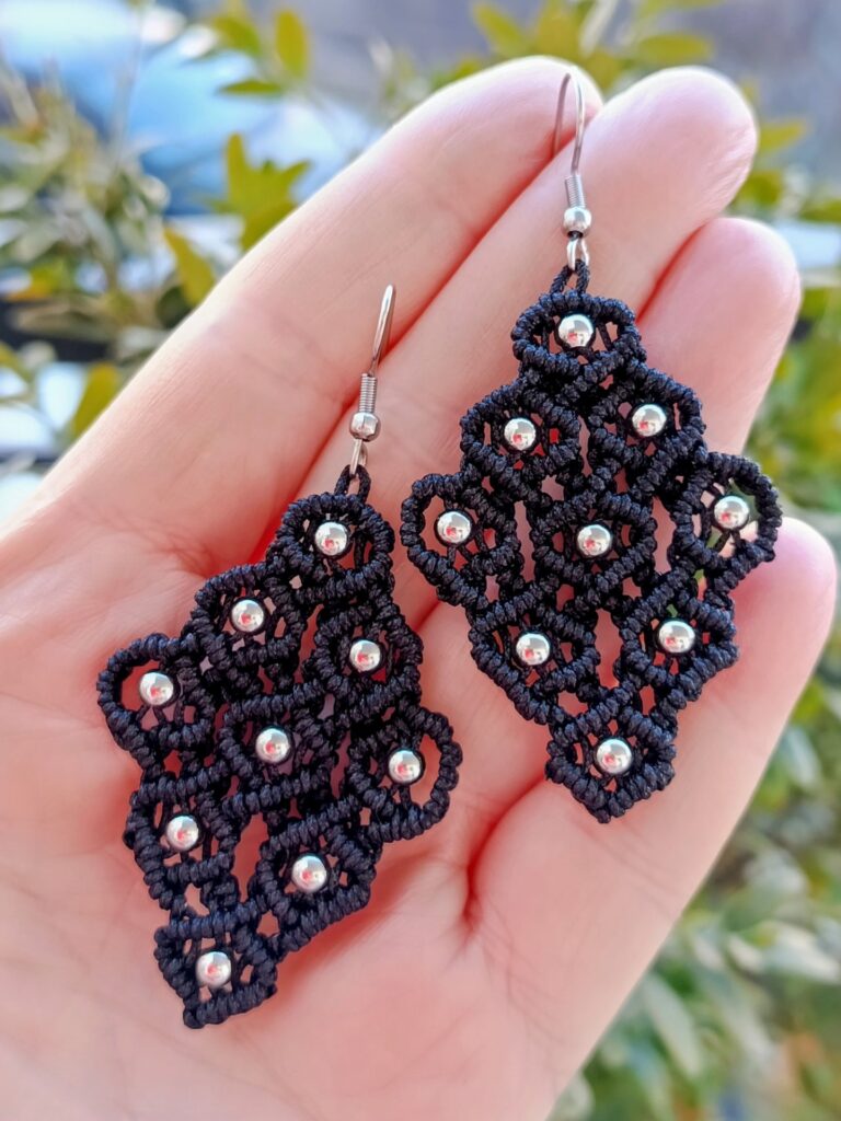 Χειροποίητα Boho micro macrame σκουλαρίκια ρόμβος