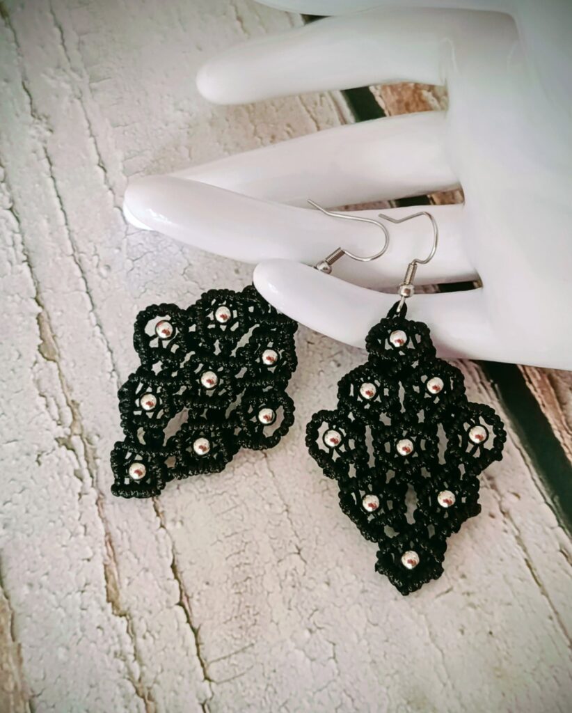 Χειροποίητα Boho micro macrame σκουλαρίκια ρόμβος