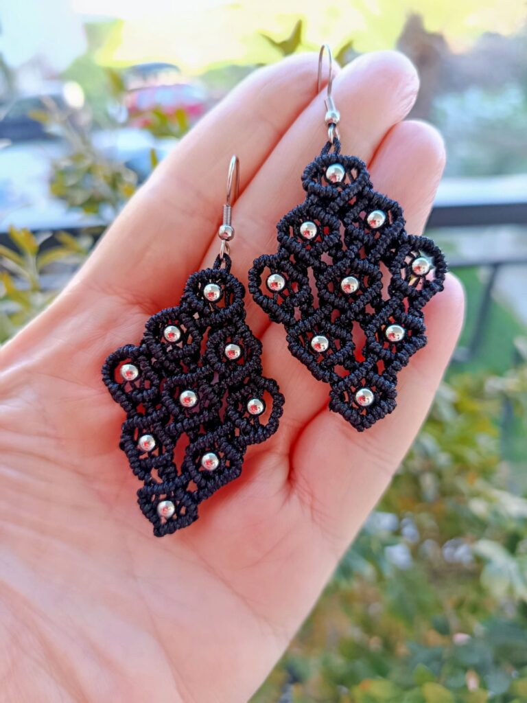 Χειροποίητα Boho micro macrame σκουλαρίκια ρόμβος