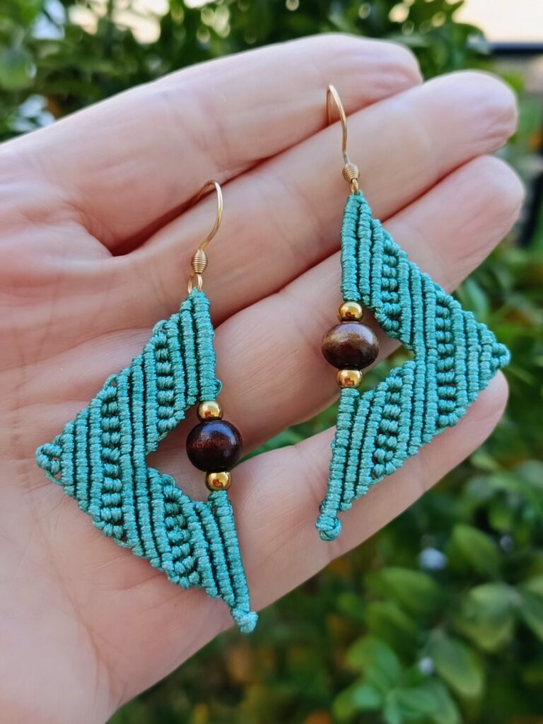 Boho χειροποίητα σκουλαρίκια βεραμάν macrame