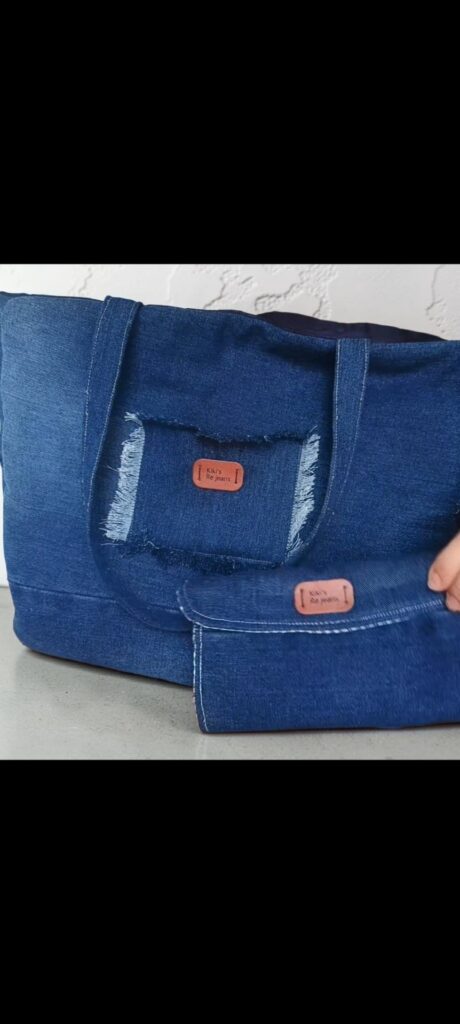 Σετ Upcycled Τζιν Μεγάλη Τσάντα & Ασορτί Πορτοφόλι «Kiki's Re-jeans»