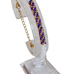 Χειροποίητο βραχιόλι με χάντρες seed beads άσπρο και μπλε