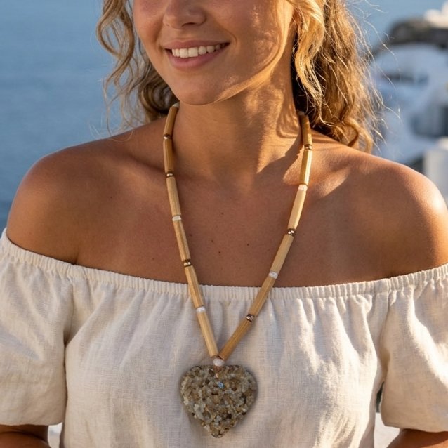 Δώρο για τη Δασκάλα - Χειροποίητο Boho Κολιέ με Καρδιά