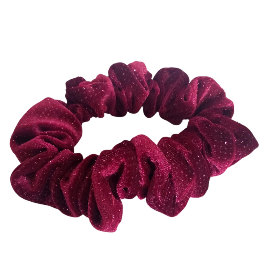Μπορντώ Scrunchie βελούδινο glitter