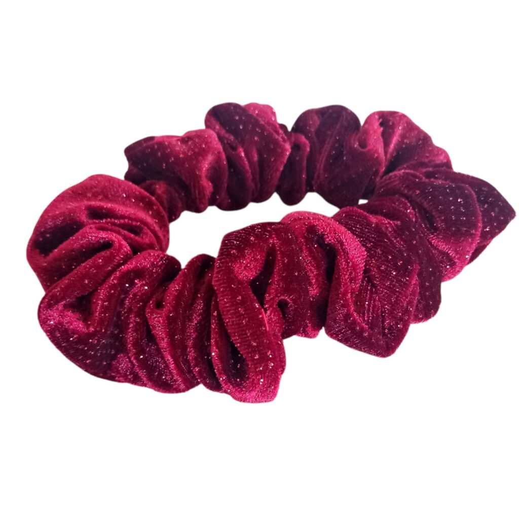 Μπορντώ Scrunchie βελούδινο glitter
