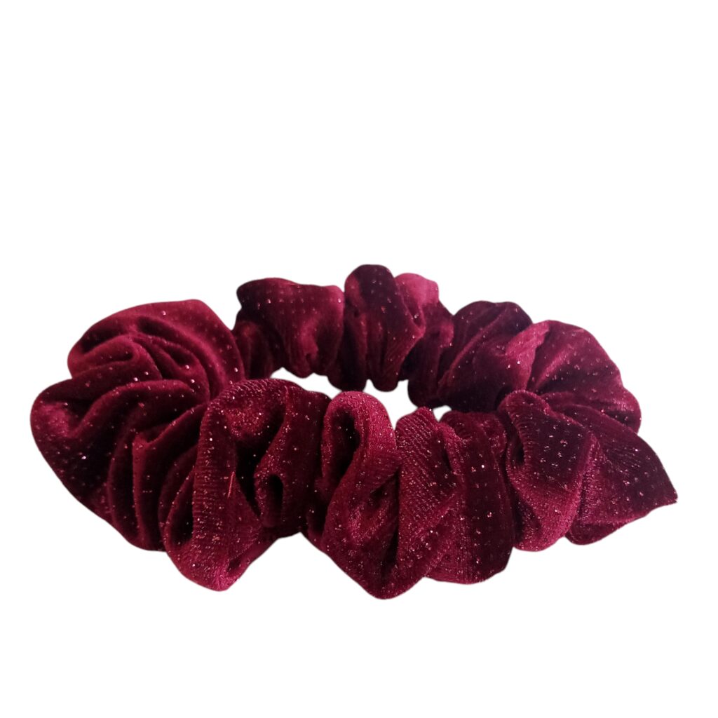 Μπορντώ Scrunchie βελούδινο glitter