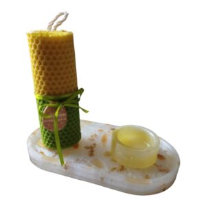 Πασχαλινή σύνθεση πιατέλα, κερί, ρεσό