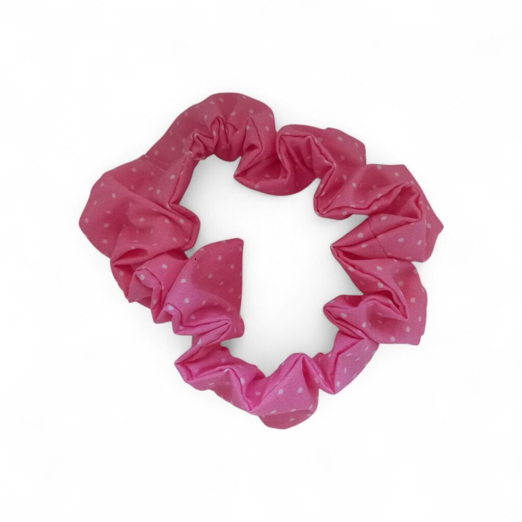 Πουά φούξια scrunchie ποπλίνα
