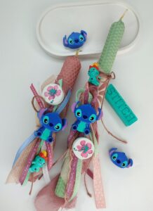 Πασχαλινή λαμπάδα Stitch από μελισσοκέρι
