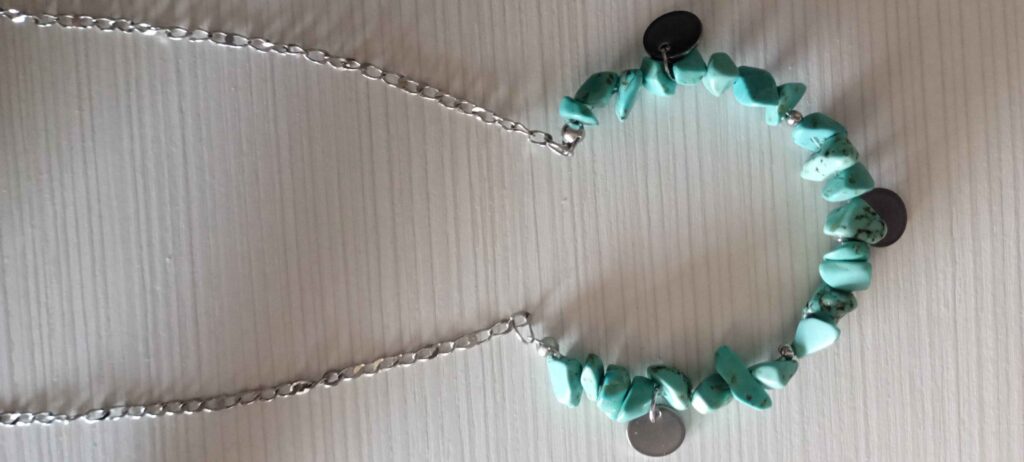 Χειροποίητο, ατσάλινο κολιέ μπλε θάλασσα / blue sea necklace