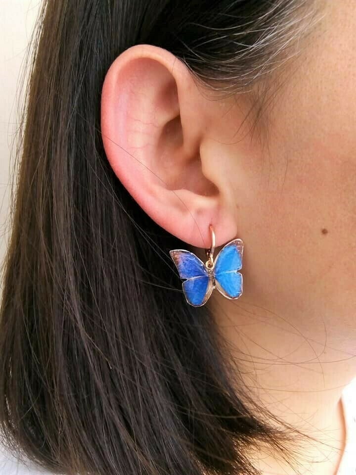 Little Butterfly | Σκουλαρίκια κρεμαστά από πολυμερικό πηλό με υγρό γυαλί