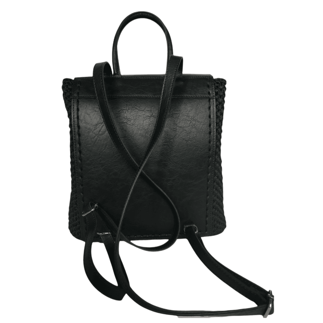 Χειροποίητη πλεκτή τσάντα backpack σε μαύρο