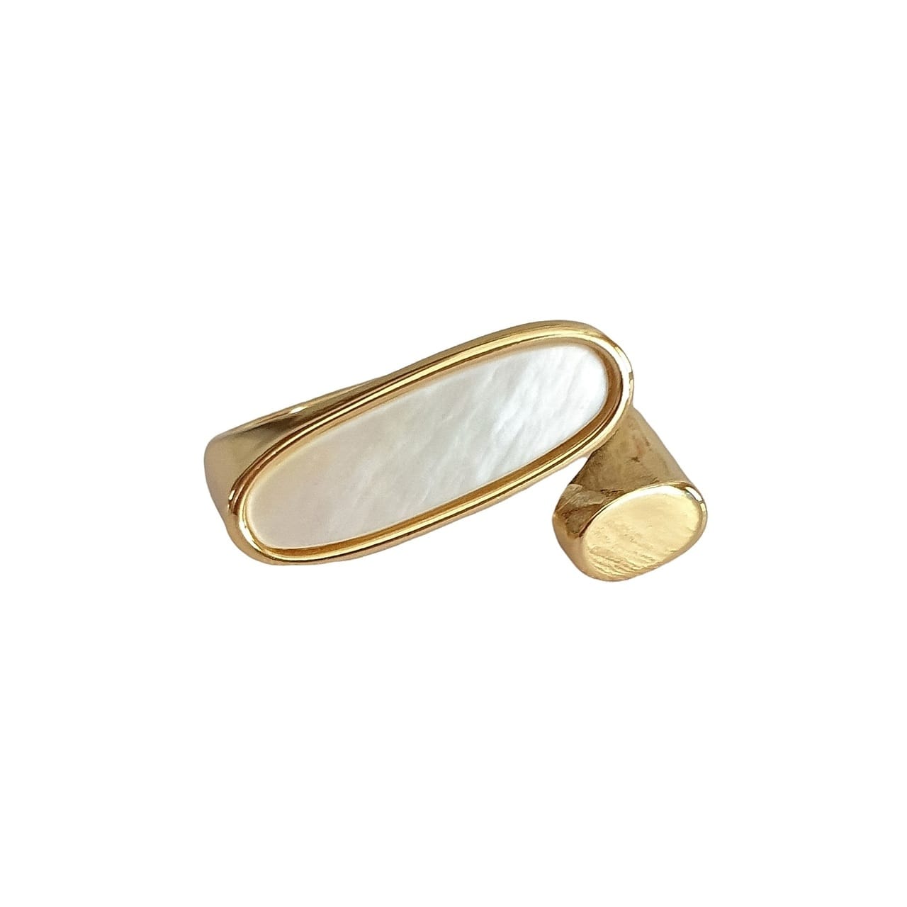 Δαχτυλίδι με πέτρα mother of pearl από ασήμι επιχρυσωμένο αυξομειούμενο