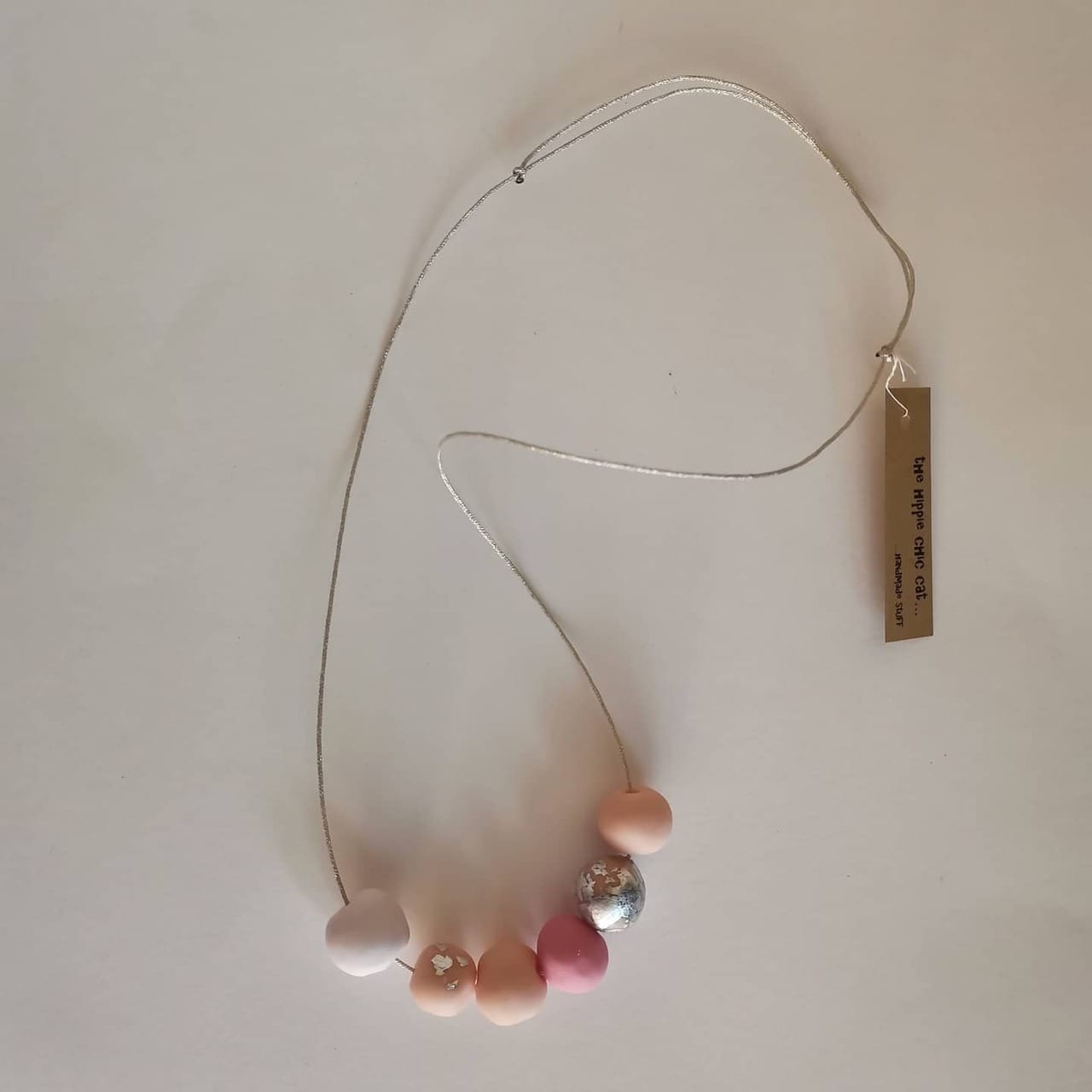 Κολιέ statement από πολυμερικό πηλό, Dusty pink