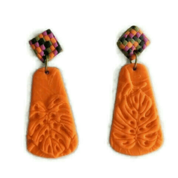 Καρφωτά σκουλαρίκια από πολυμερικό πηλό | Boho style Orange