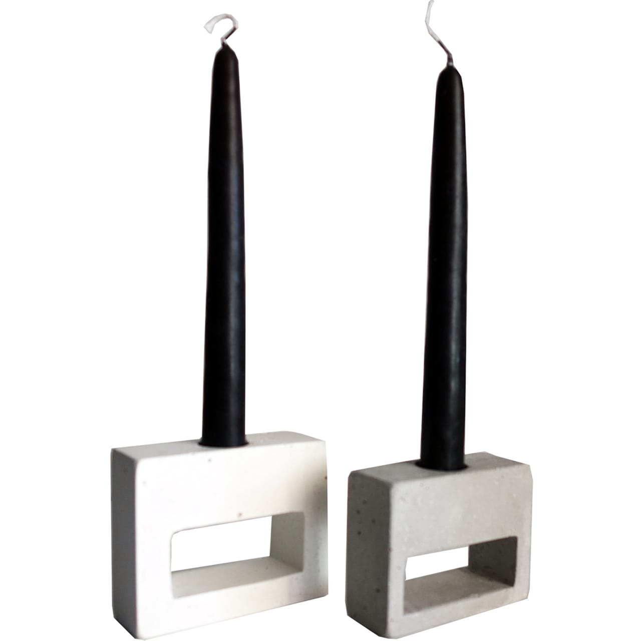 Σετ 2 τσιμεντένια κηροπήγια παραλληλόγραμμα Λευκό – Grey