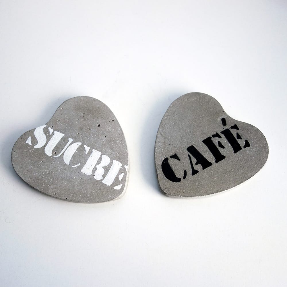 Τσιμεντένια Σουβέρ, Καρδιές (SUCRE - CAFE) - Σετ 2 τμχ.