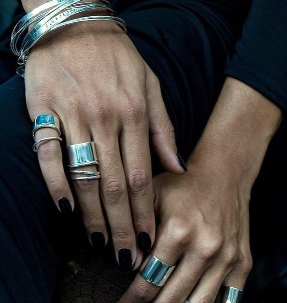 Δαχτυλίδι minimal cuff φαρδύ ασήμι 925 επιπλατινωμένο ανοιγόμενο