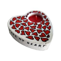 Τσιμεντένια βάση για ρεσώ καρδιά "TAKE MY HEART" red and white