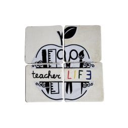4 Μαγνητάκια Τετράγωνα Από Τσιμέντο "teacher LIFE"