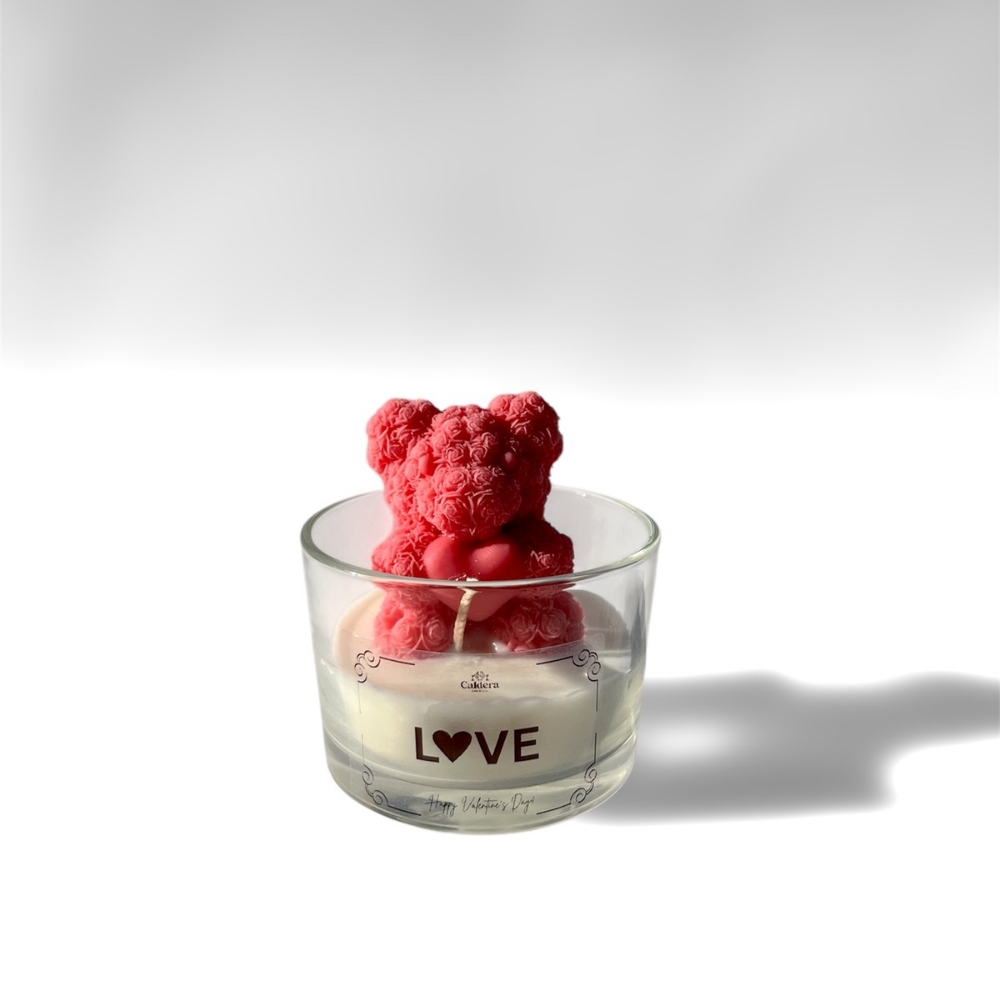 Champagne Rose Candle (Teddy bear)