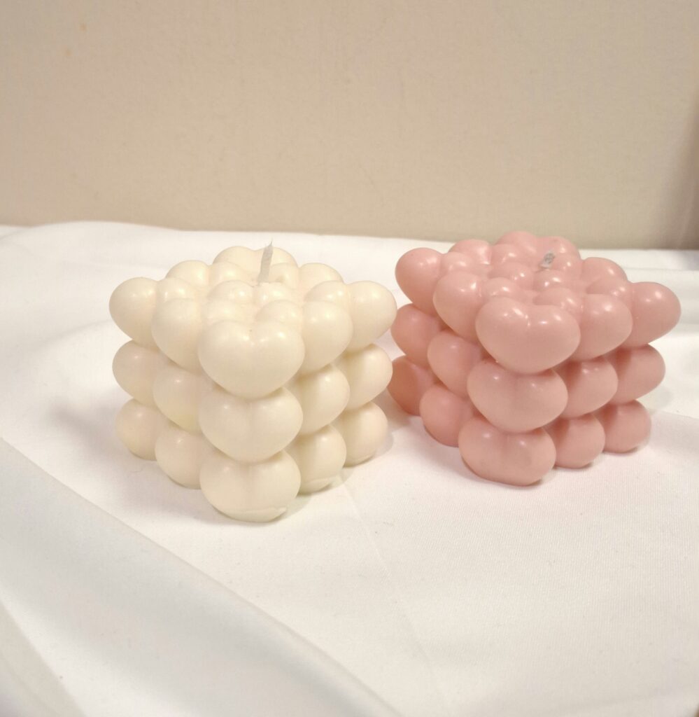 "Bubble Cube with hearts"