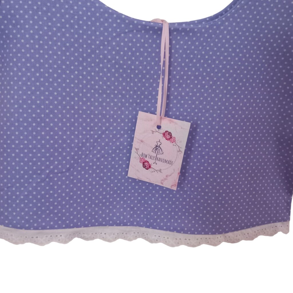 Χειροποίητο crop top πουά μωβ με βολάν