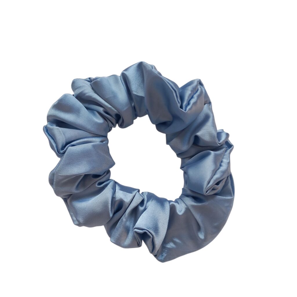 Χειροποίητο scrunchie σατέν σιέλ