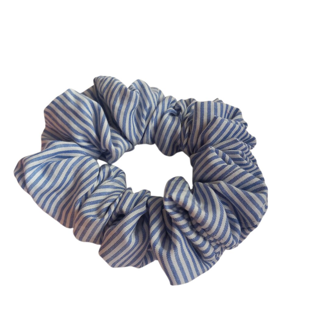 Χειροποίητο scrunchie ριγέ μπλε