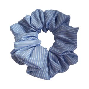 Χειροποίητο scrunchie ριγέ σιέλ