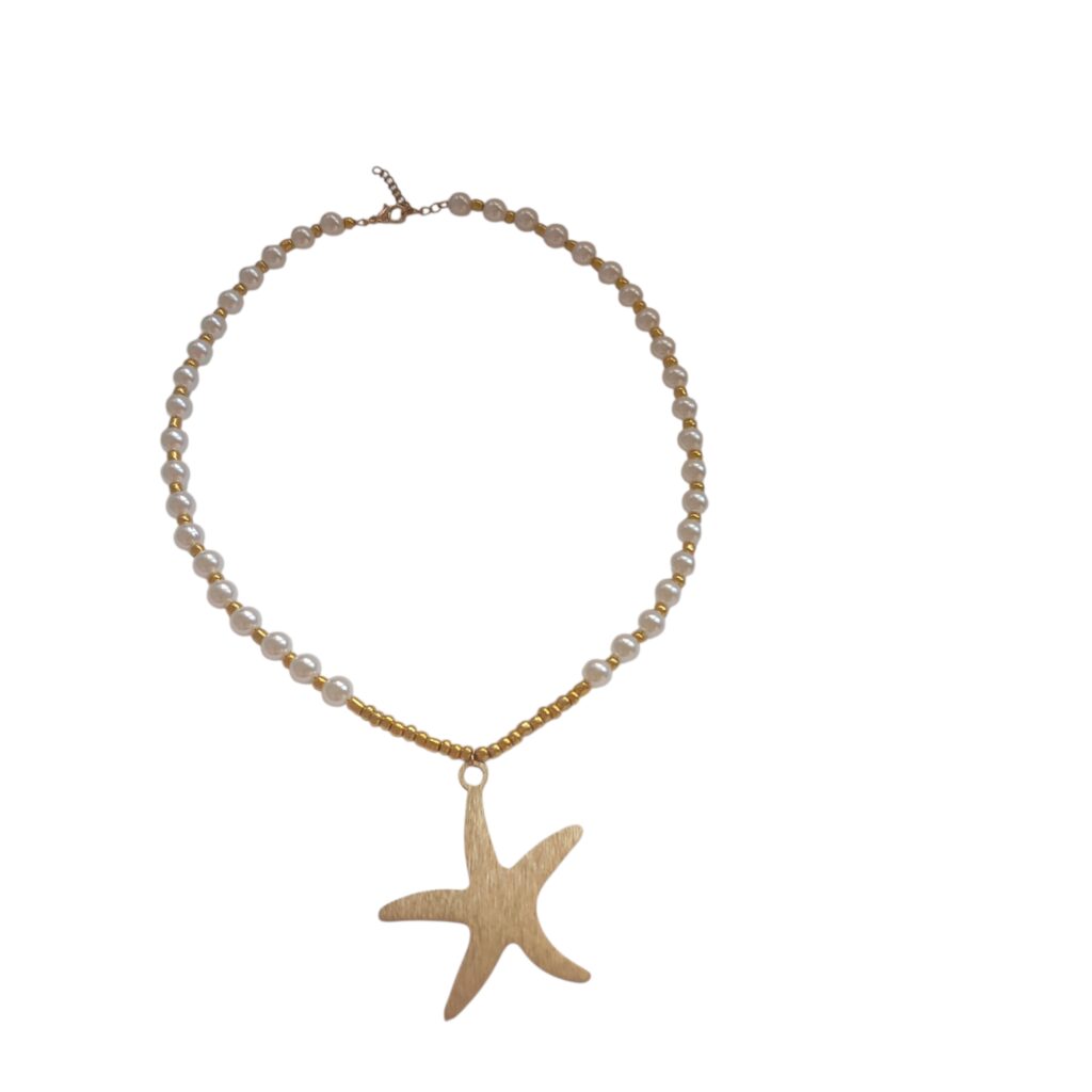Χειροποίητο κολιέ αστερίας με πέρλες