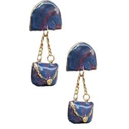Χειροποίητα Σκουλαρίκια -earring bag- από πολυμερή πηλό επικαλυμμένα με υγρό γυαλί