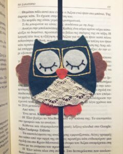 Winter Owl – Χειροποίητος σελιδοδείκτης με λάστιχο