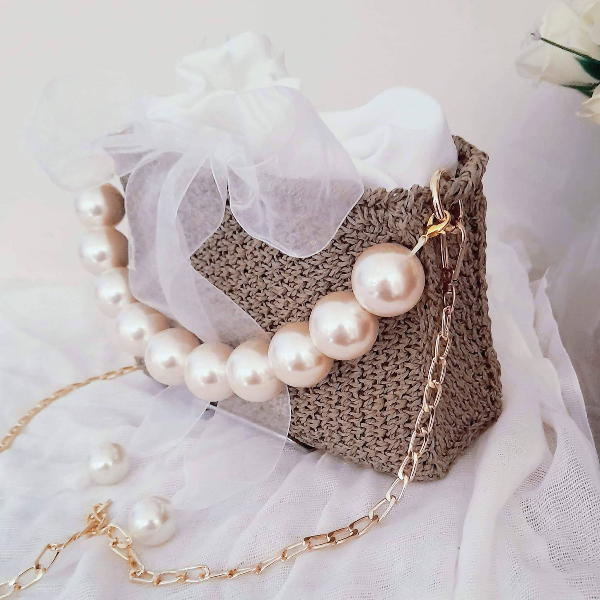 Raffia πλεκτή τσάντα ψάθα τύπου πουγκί