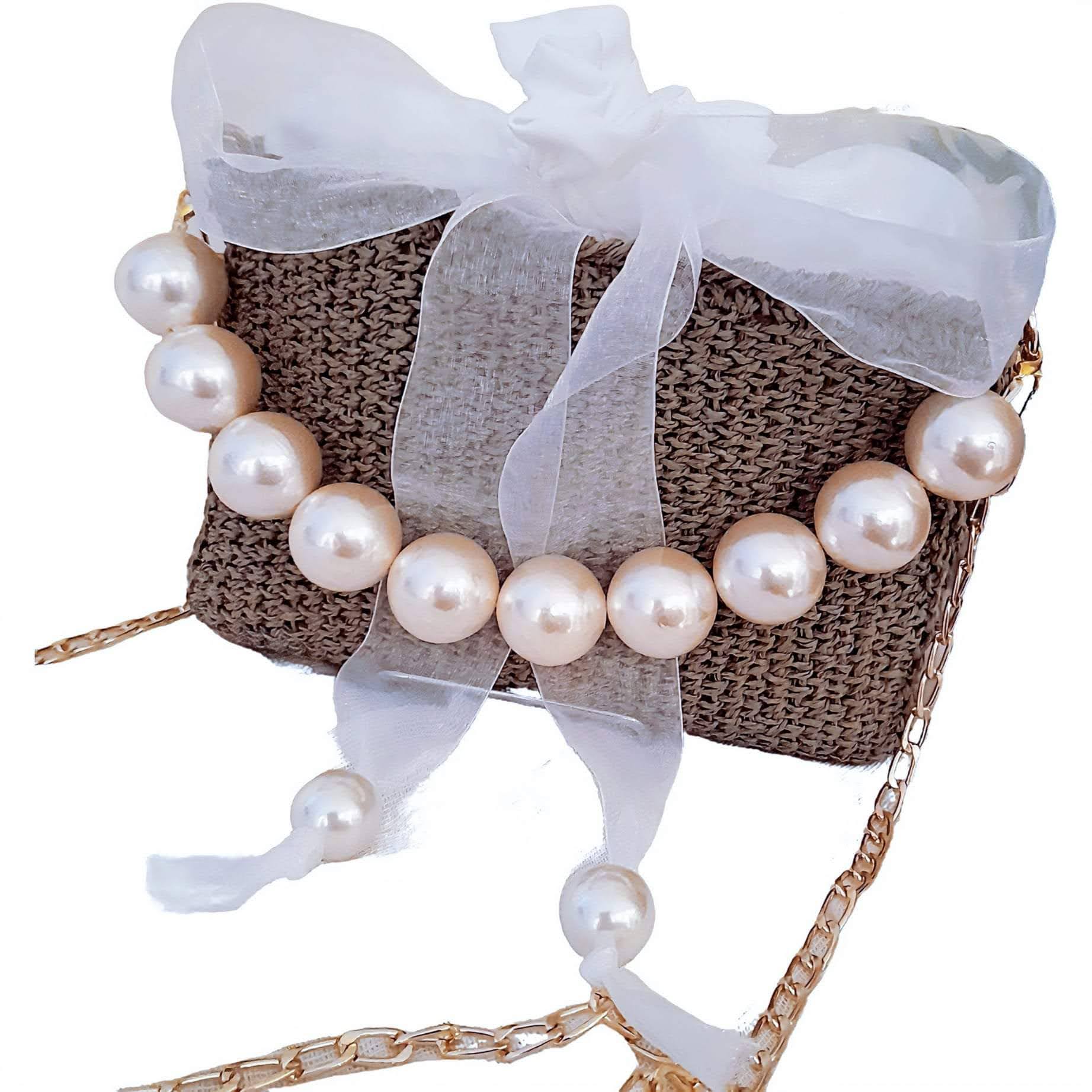 Raffia πλεκτή τσάντα ψάθα τύπου πουγκί