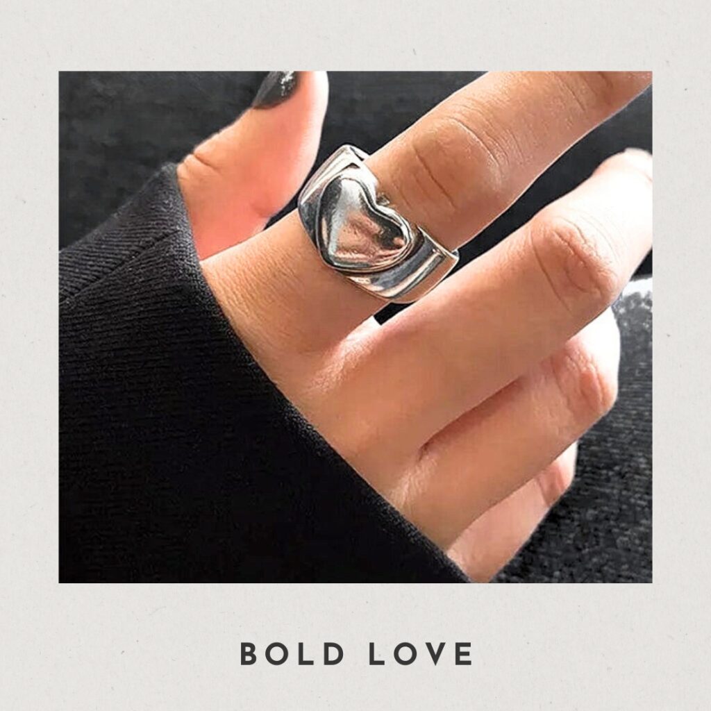 Bold Love δαχτυλίδι με καρδιά υπερυψωμένη από ασήμι 925