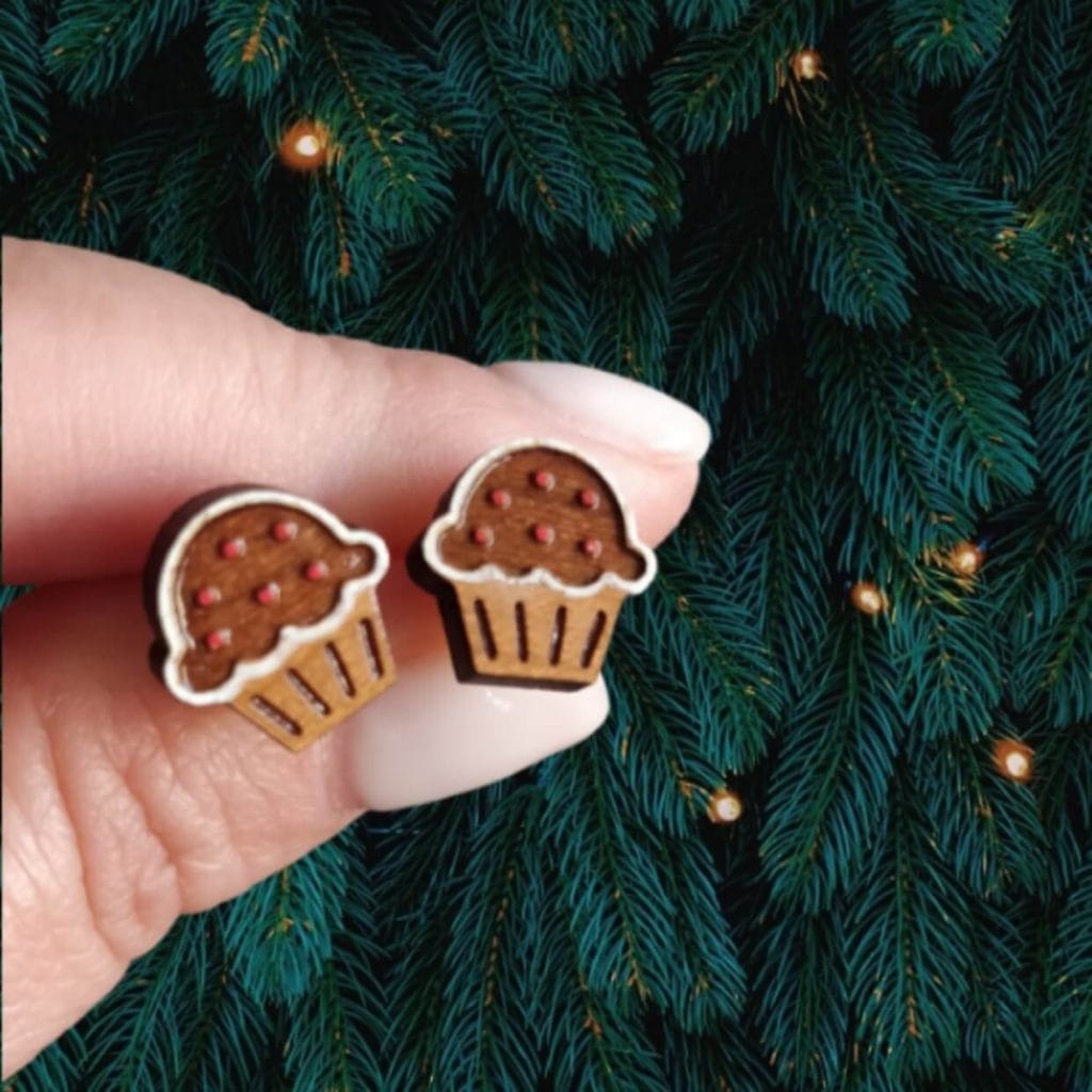 Χειροποίητα καρφωτά σκουλαρίκια Cupcakes