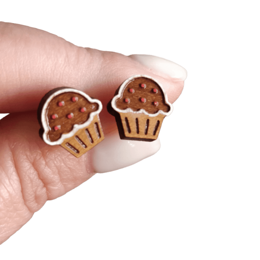 Χειροποίητα καρφωτά σκουλαρίκια Cupcakes