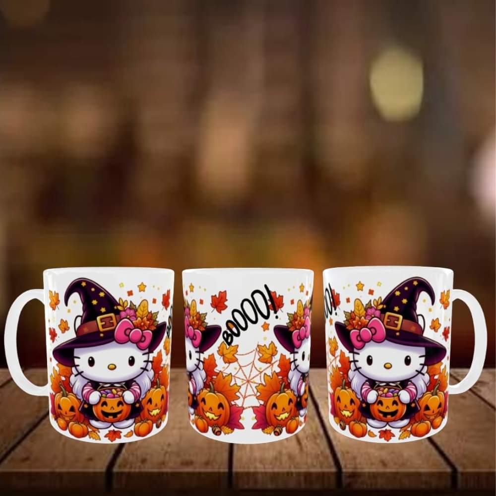 Κεραμική λευκή κούπα Hello Kitty Halloween