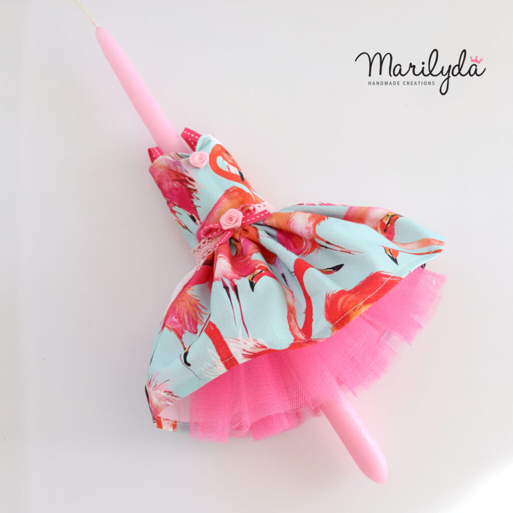 Κοριτσίστικη λαμπάδα με φόρεμα "Flamingo"