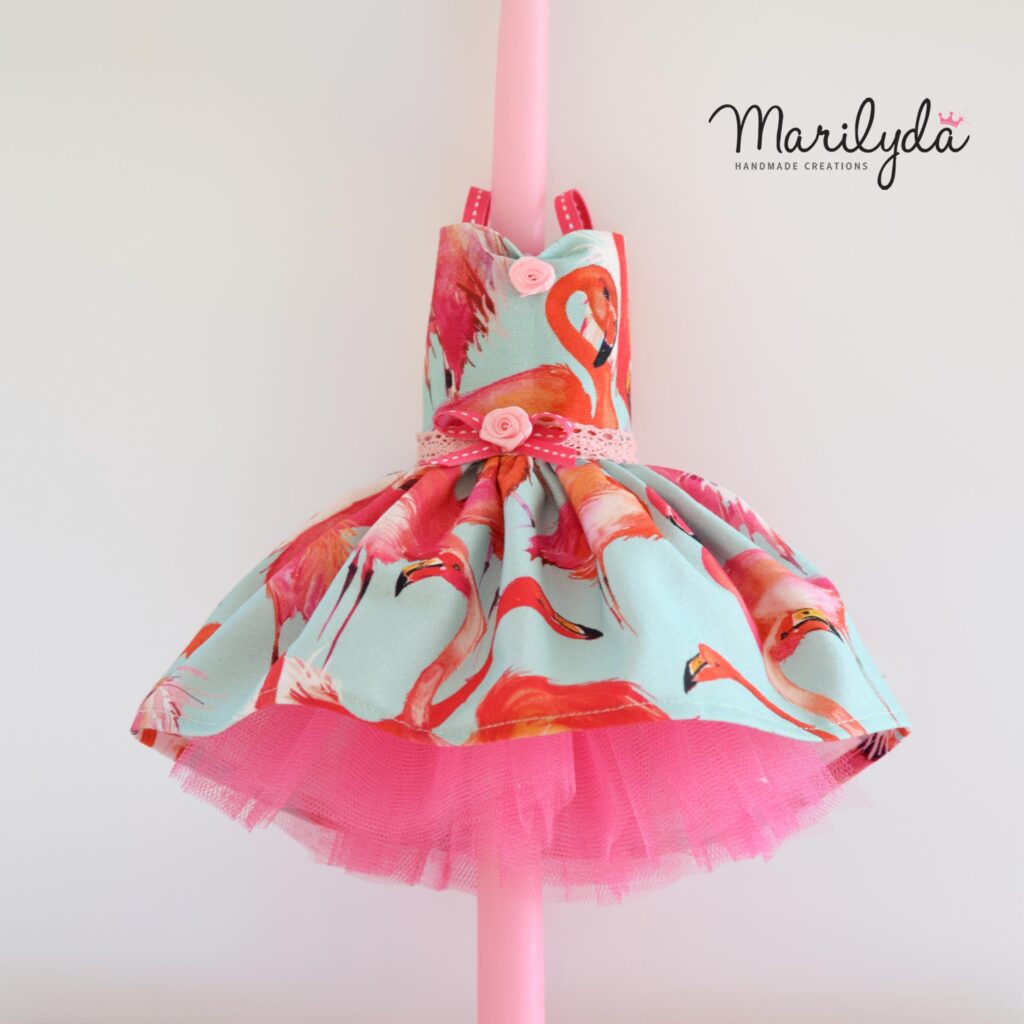 Κοριτσίστικη λαμπάδα με φόρεμα "Flamingo"