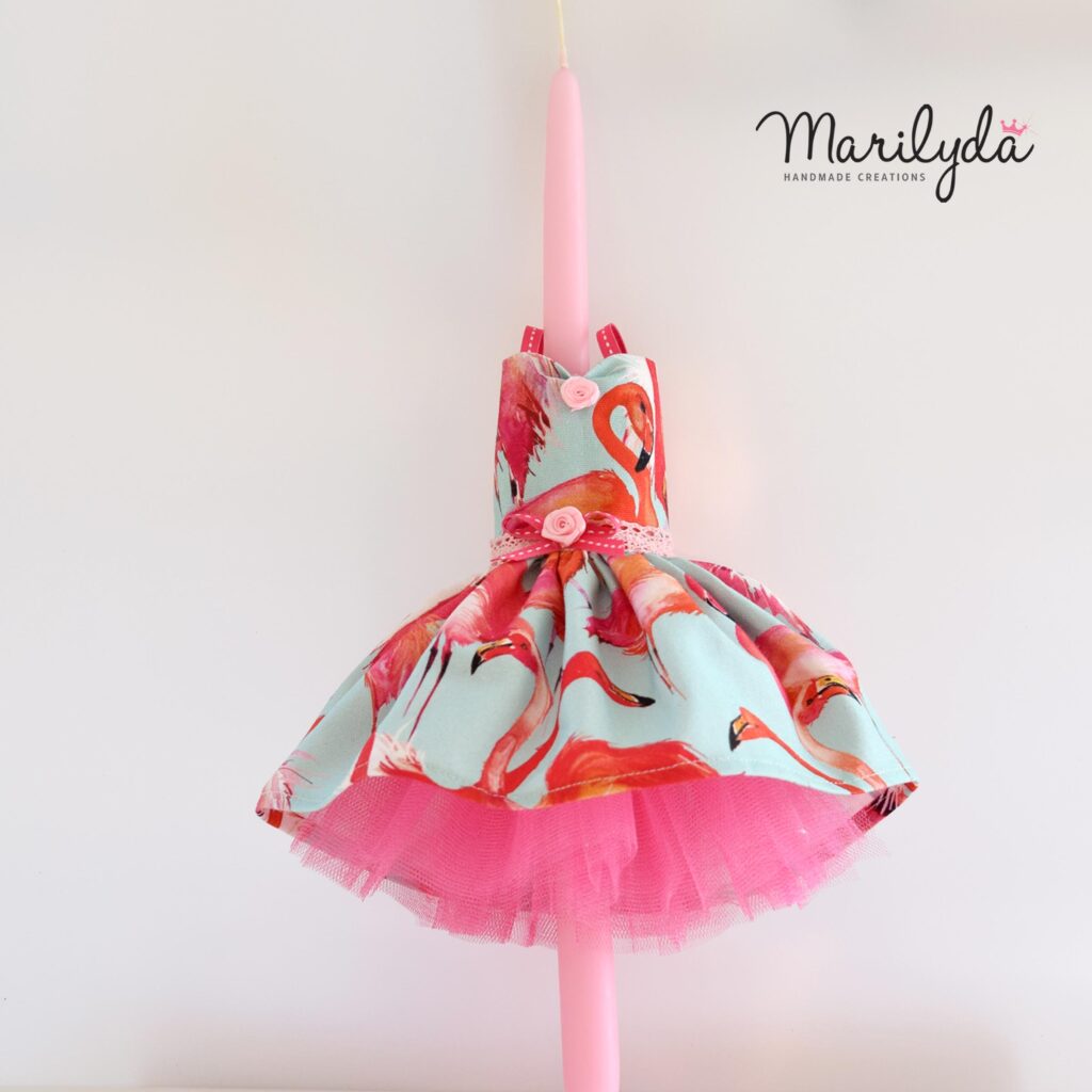 Κοριτσίστικη λαμπάδα με φόρεμα "Flamingo"