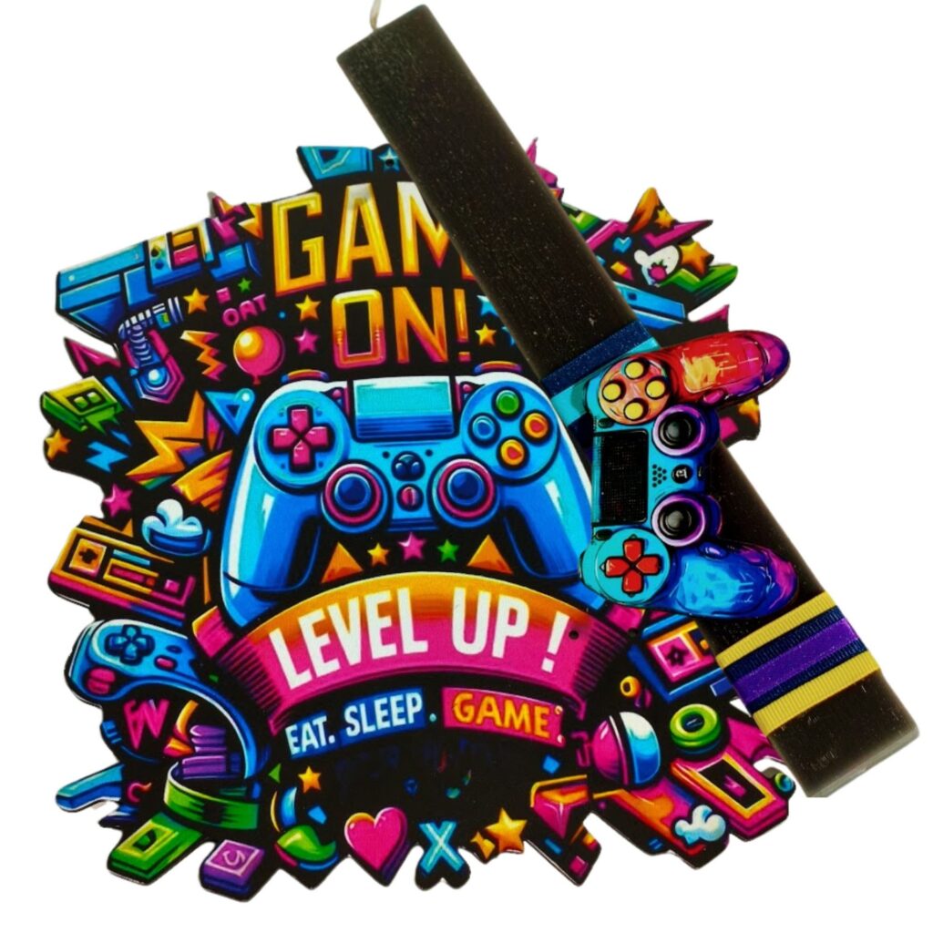 Πασχαλινή λαμπάδα για αγόρι, χειριστήριο game - level up