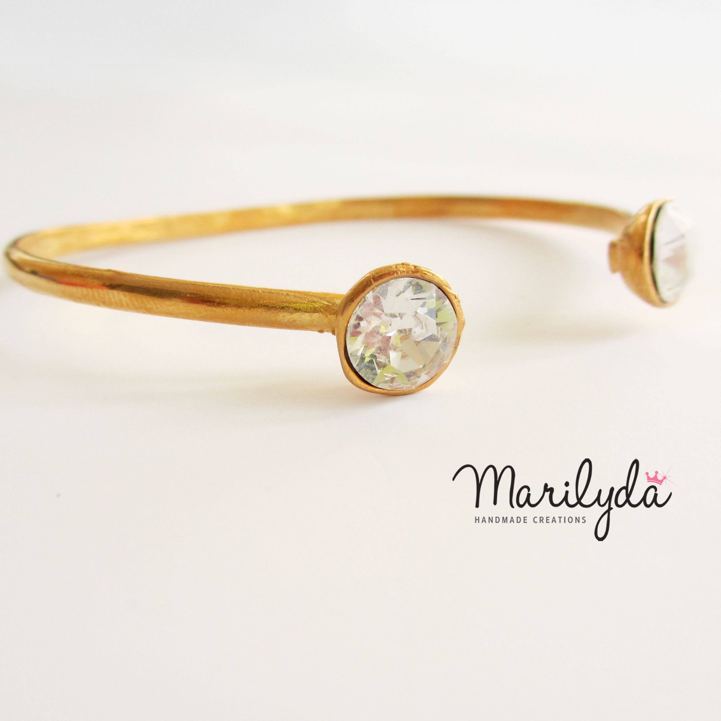 Βραχιόλι επίχρυσο swarovski crystal white